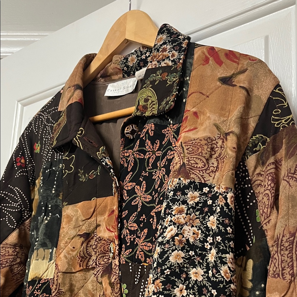 Vintage Casual Studio Patchwork Jacket Button Dow… - image 4